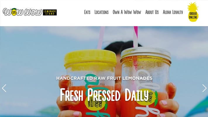 Wow Wow Hawaiian Lemonade website before