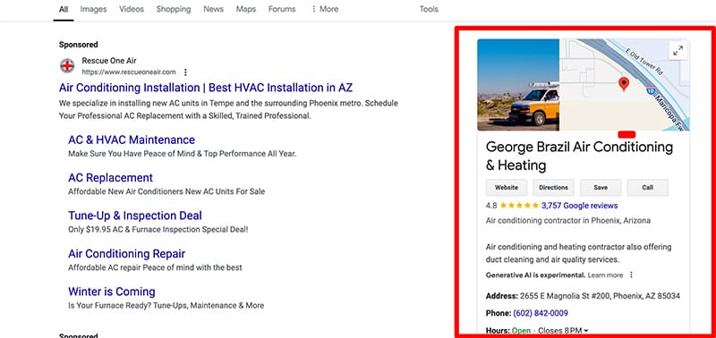 hvac google my business profile